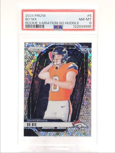 BO NIX 2024 PANINI PRIZM ROOKIE VARIATION NO HUDDLE #5 RC PSA 8 Q0004