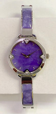 HSN Jade of Yesteryear Silver Tone Lavender Jade Round Bangle Adjustable Watch