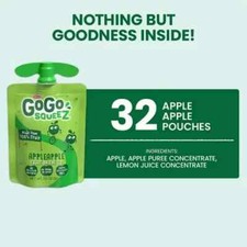 GoGo SqueeZ Applesauce Pouches, Apple Apple 3.2 oz., 32 ct. 