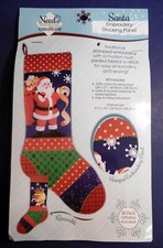 NEW Needle Creations Stamped Embroidery SANTA Christmas STOCKING Panel Kit