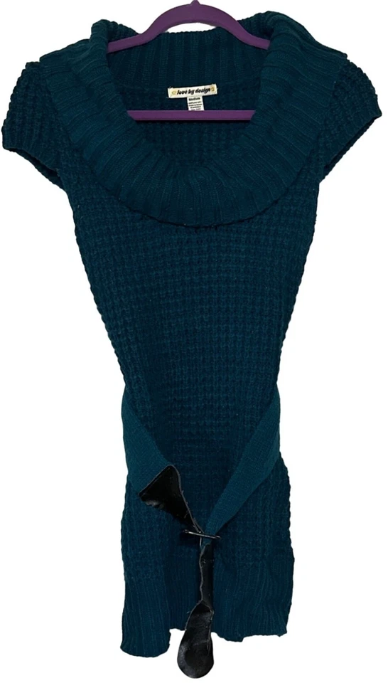 Suéter Love By Design Azul Teal Oscuro con Cinturón Para Mujer Talla M 100% Acrílico (LEER) Foto 3 de 4