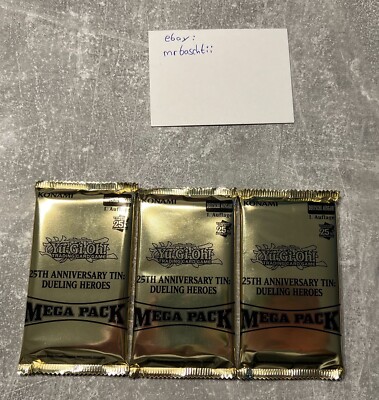 3x 25th Anniversary Tin: Dueling Heroes - Mega Pack Booster 1. Auflage - YUGIOH