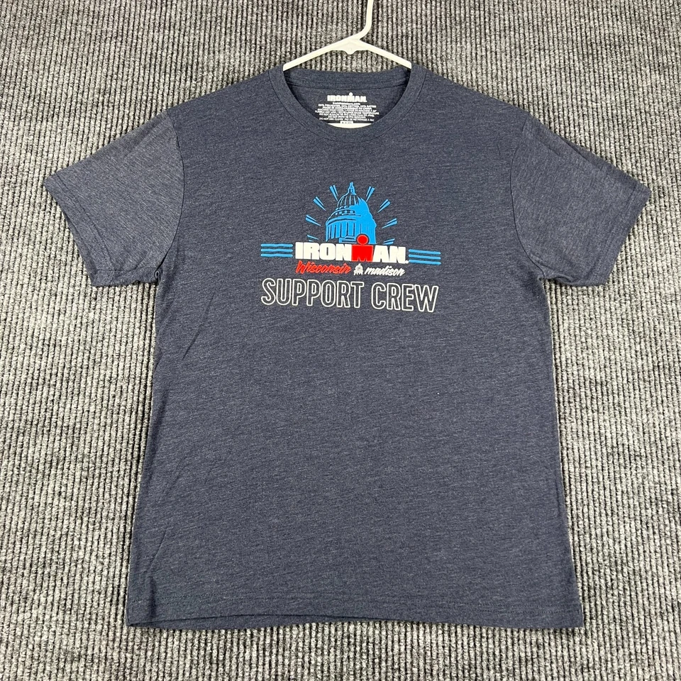 IRONMAN Shirt Mens Medium Blue Short Sleeve Madison Wisconsin Support Crew - Image 2 of 4