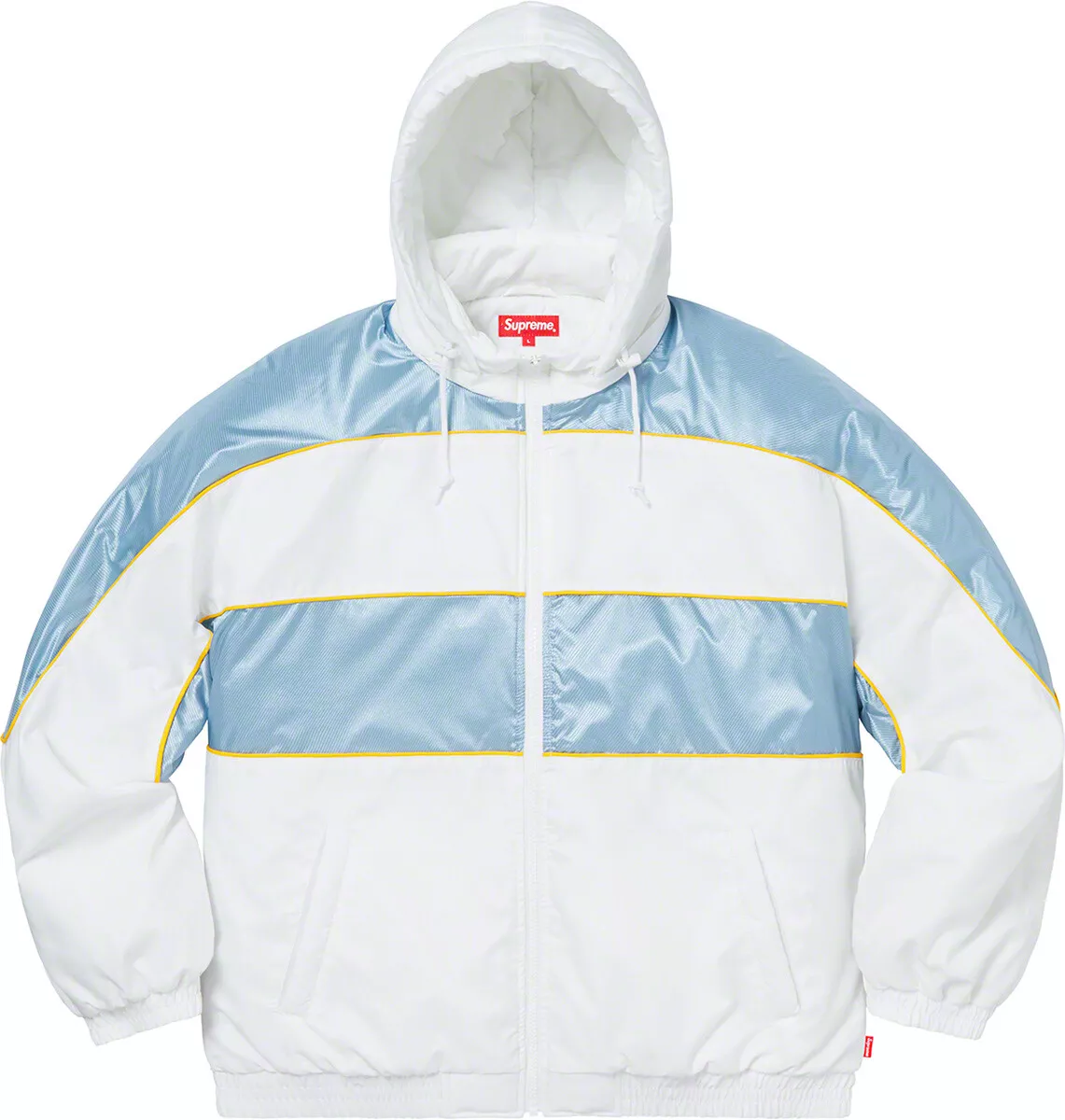 Supreme Sports Piping Puffy Jacket White FW19 Size Large BRAND NEW
