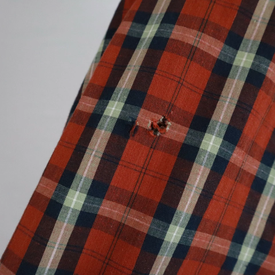 Camisa analógica masculina média ao ar livre casual bolso botão vermelho xadrez manga longa - Imagem 4 de 4