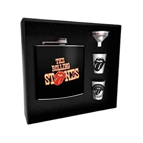 The Rolling Stones Printed Metal Hip Flask with 2 Metal Cups & Funnel Gift Set - Picture 2 of 3