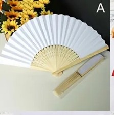 Lot 8 New Hand Held Paper Fans Great For Crafting Blank Paper and Bamboo