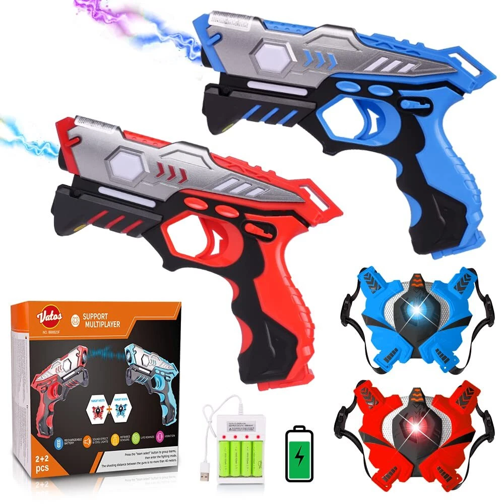 VATOS Infrared Rechargeable Laser Tag Guns Set with Vest Group Fun Toys for  Kids