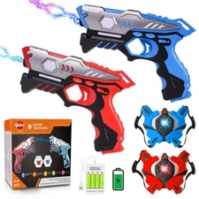 VATOS Infrared Rechargeable Laser Tag Guns Set with Vest Group Fun Toys for Kids