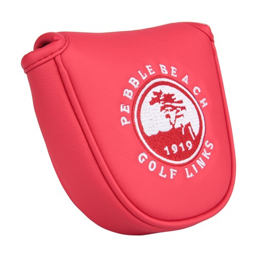 Red Leather Pebble Beach Golf Mallet Center Shaft Putter Head Cover - Picture 5 of 5