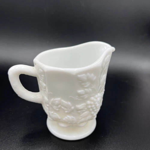 Vtg. Westmoreland Milk Glass Creamer. Paneled Grape. Footed.