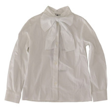 DOLCE & GABBANA Kids Dress Shirt White Cotton Poplin Ribbon Neckline Tag 5 $400