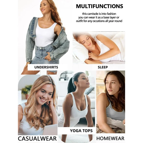 TANK TOP Womens Stretch Long Workout Fitness Sport Yoga Built in Bra Basic Top - Picture 10 of 61