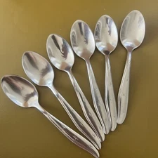 6 Teaspoons CITATION Mid Century Atomic Star Mar Crest Stainless Steel Flatware