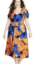 Tabitha Brown for Target - SIZE  2 Orange/Blue Puff Sleeve Tie Back Dress