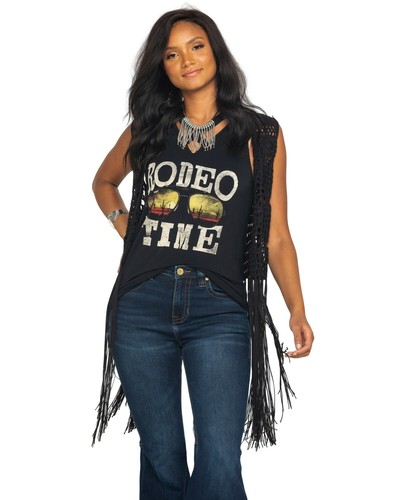 Crochet Long Fringe Vest - 49V4489 
