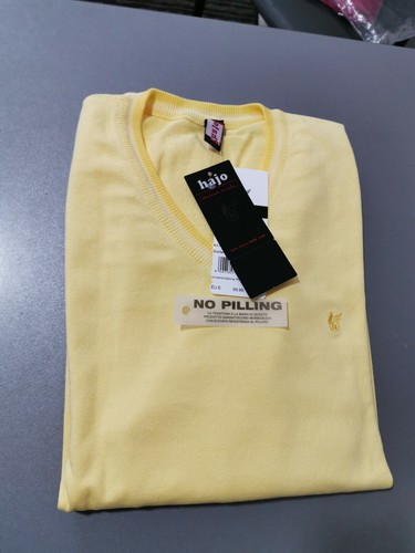 Pullover a V Hajo taglia 4XL 60 giallo 100% cotone NO PILLING - Foto 8 di 9