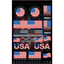 D'COR "USA" DECAL STICKER SHEET 12 MIL MOTOCROSS ATV BIKE 11x16