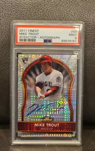 2011 Topps Finest Mike Trout Rookie Xfractor Autograph Rc/299 Auto Psa 9 Low Pop
