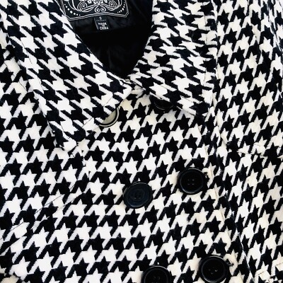 Manteau Houndstooth (à Chevrons) LAST KISS - Taille S - Coupe Classique En Polyester - État Très Bon