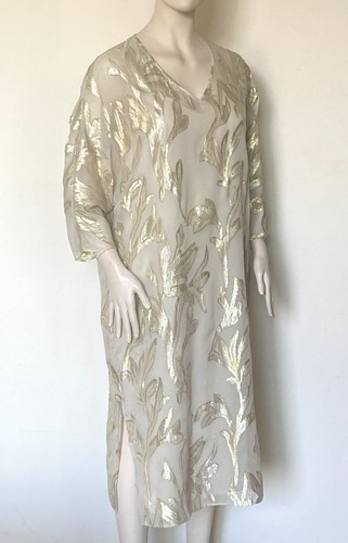MARINA RINALDI,SILK Blend Dress in Gold, Size MR 21, 12W US, 42 DE, 50 IT - Picture 6 of 17