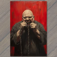 Art Print Gruesome Bald Villain Chains Horror Blood Gothic Dark Fantasy Creepy