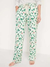OLD NAVY NWT Size XXL/Tall CoZy Flannel Pajama Pants Elf Trees Print w/ Pockets