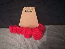Collier tricoté main avec noeud pour chaton/petit chien rouge