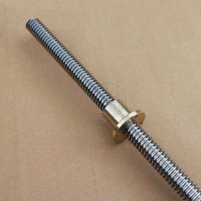 T14 x 3 to T20 x 4 Trapezoidal 304 Screw Rod and Brass Nut, Long 150 - 600mm Cut