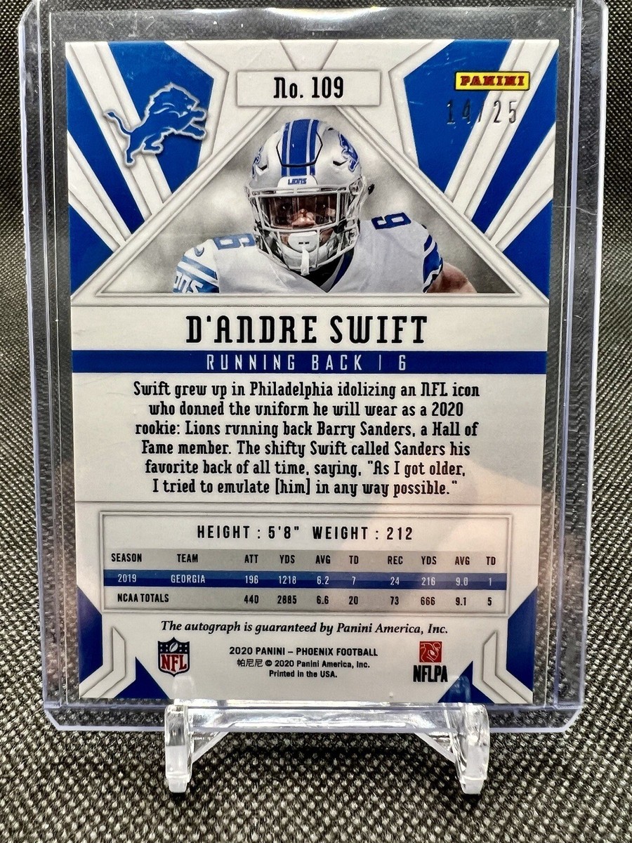 2020 Panini Phoenix - Rookies D'Andre Swift #109 Pink Autographs