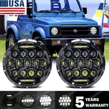 7 inch LED Round Headlights Pair DRL Hi/Lo Beam x2 For Suzuki Samurai SJ410