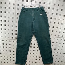 Vintage 90s LEE Green Tapered Denim JEans WOmens SIze Fits 32x29.95 Made USA