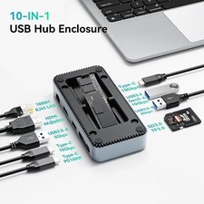 Yottamaster M.2 NVME SATA USB C Hub 3.2 Enclosures Case 10 IN 1 Docking Station