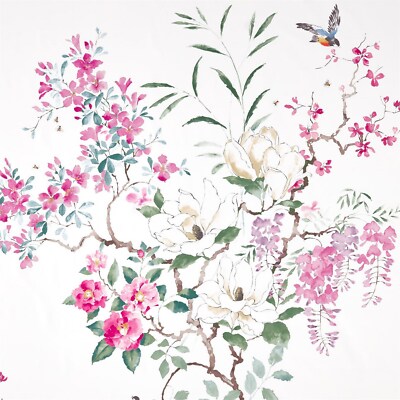 SANDERSON VORHANGSTOFF DESIGN Magnolia & Blossom 2,9 METER BLÜTE & BLATT
