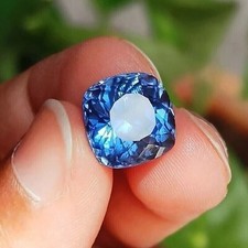 Natural Flawless Blue Ceylon Sapphire Cushion 14-15Ct Certified Loose Gemstone