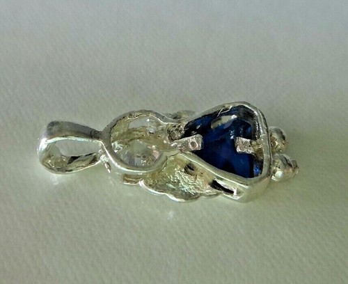 Dije alas de ángel piedra natal azul septiembre plata esterlina 10x18 mm con paca - Imagen 3 de 4