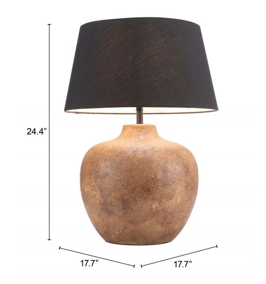 Lámpara de mesa Zuo 56150 albahaca en cerámica natural y pantalla de tela negra Foto 3 de 3