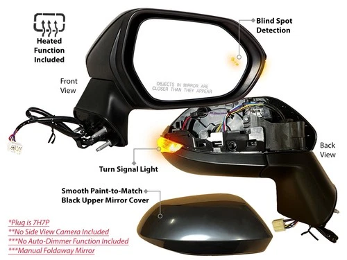 Signal & Blind Spot Mirror for Toyota Corolla 2019-2025 Passenger Side TO1321395