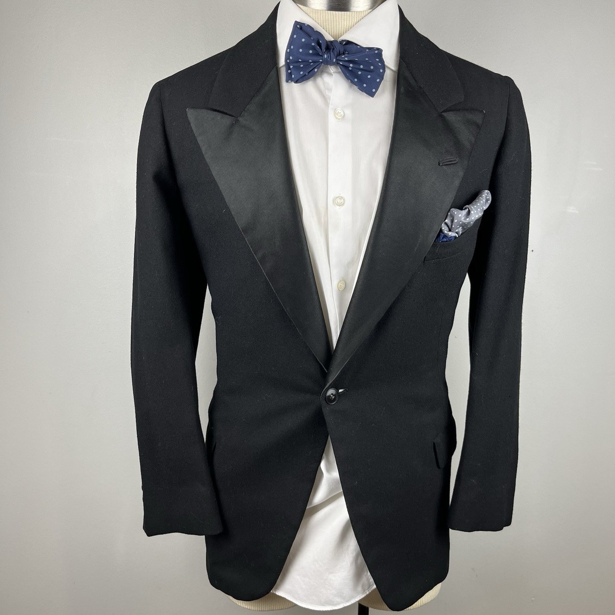 TRUE VTG 20s 30s Browning King 34S black wool tuxedo blazer peak 