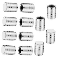 12pcs Car Tire Valve Caps Tire Valve Stem Caps Silver Aluminum-plastic