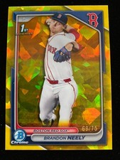2024 Bowman Chrome Draft Sapphire BRANDON NEELY 1st YELLOW REFRACTOR #/75 RC SP