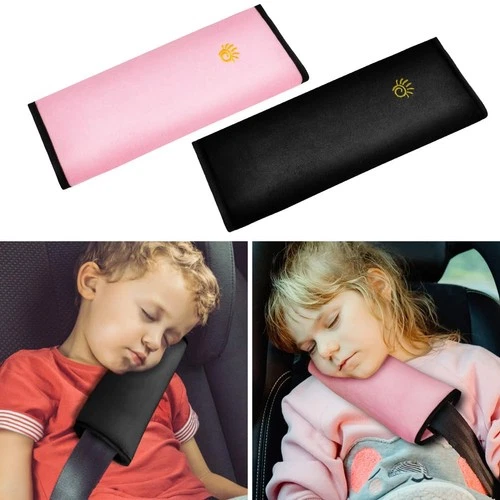 Car Seat Belt Pad 2 Pcs Comfortable Protection for Kids – Black & Pink