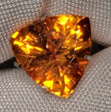 3.04ct Spessartite Garnet Trillion Cut 9 9mm Vivid Mandarin Orange Natural