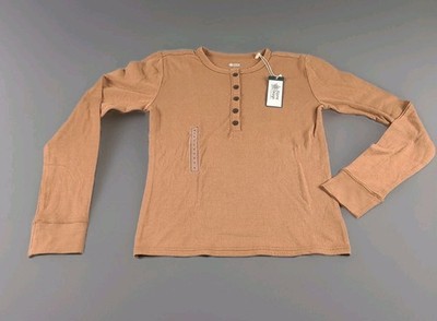 Alpine Design x Women's Peak Duofold Henley Caramel L/S 5 Button Tee Size S NWT 