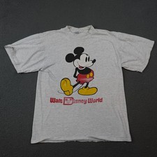 Vintage Disney Mickey Mouse Walt Disney World Shirt Youth Medium Gray 80s Tee