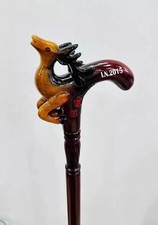 Beautiful Handmade Wooden Swamp Deer Head Design Handle Wooden Walking Stick
