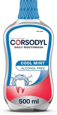 Corsodyl Mouthwash Daily Gum Health, Alcohol Free Cool Mint, 500ML (Pack of 1)