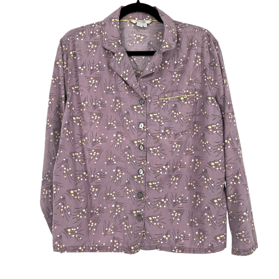 Conjunto de pijama floral Boden franela de algodón púrpura talla US 10 Foto 2 de 4
