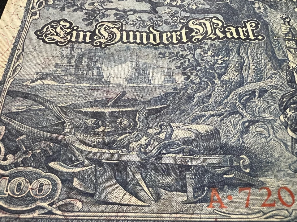 1910 German 100 Mark Banknote World War 1 WW1 WWI Currency Antique Relic - Image 4 of 4