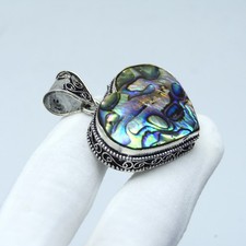 Heart Pendant Abalon Shell Pendant Handmade 925 Sterling Silver Jewelry Gift